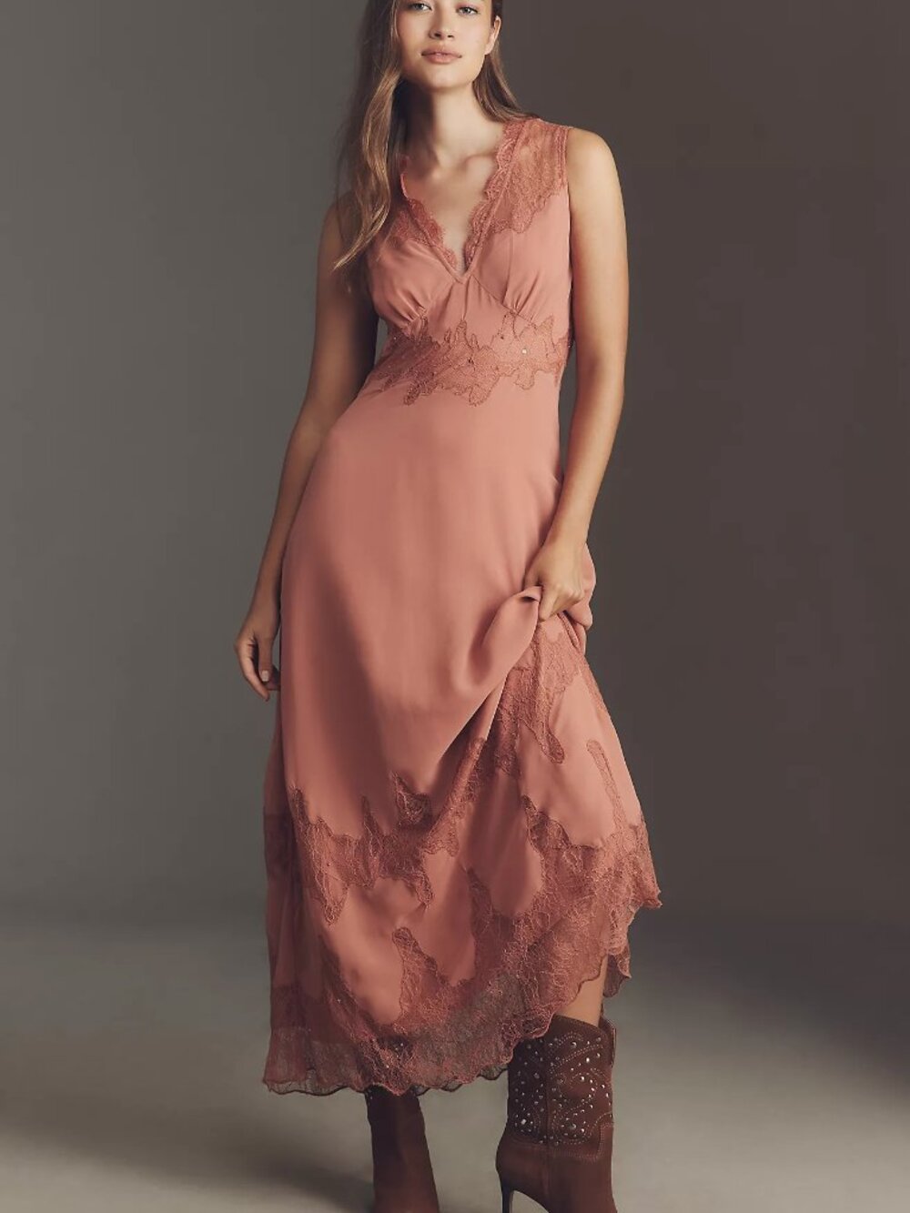 NWT $168 Anthropologie Lace Panel Maxi - Sz M